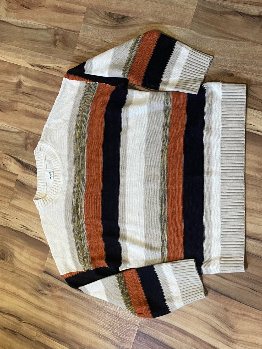 Andree by Unit Striped Sweater Womens Colorblock Crewneck 2X